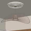 Modern Radiant Wireframe Chandelier With Circular Ceiling Medallion In Neutral Interior Space