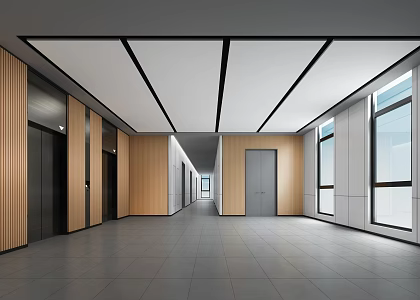 modern elevator hall floor 3d model