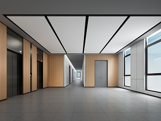 modern elevator hall floor 3d model