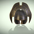 Black And Gold Fantasy Helmet Design With Winged Sides And Decorative Patterns