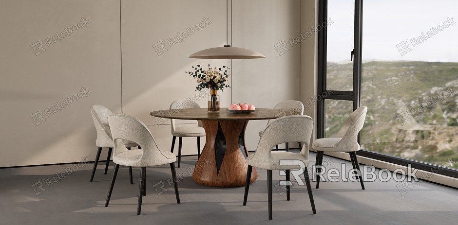 Modern HC28 round dining table and chair combination model