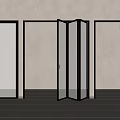 Modern Folding Doors With Black Frame Glass Panels For Open Interior Space Lighting 3d model