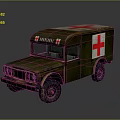 Vintage Green Military Ambulance With Red Cross Markings And Retro Design
