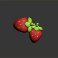 Ripe Fresh Red Strawberries With Green Leaves And Yellow Seeds