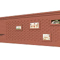 Red Brick Feature Wall with Decorative Panels and Ba Beipo Lettering 3d model