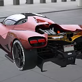 Red Sports Car With Black Roof Sleek Aerodynamic Body And Large Wheels