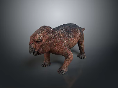 Detailed 3D Model of Prehistoric Creature with Realistic Skin Texture and Standing Posture 3d model