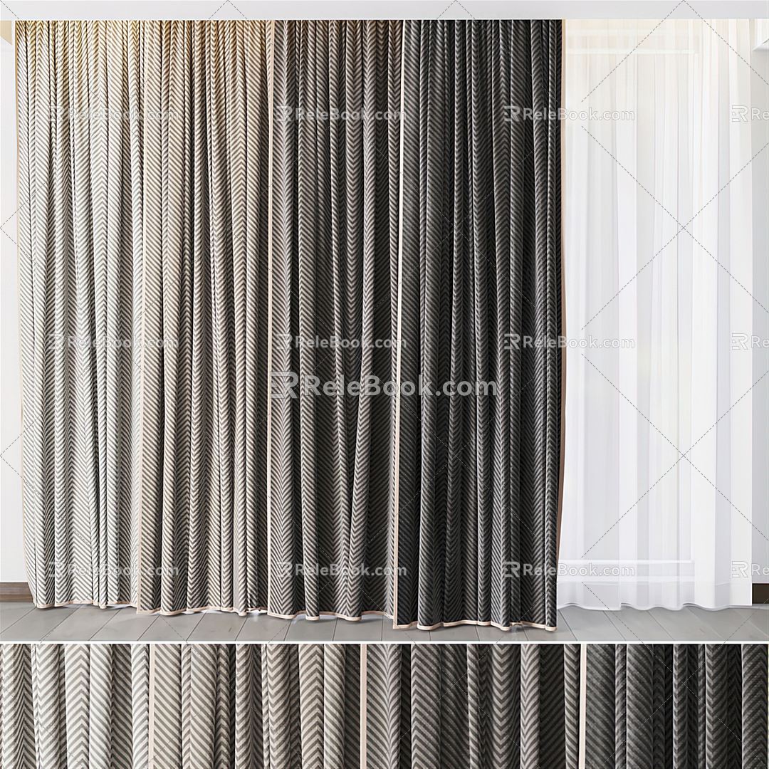 Modern Curtain Fabric Curtain 3d model