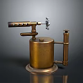 Vintage Brass Laboratory Heating Device With Cylindrical Body Stable Base Top Knob And Side Nozzle