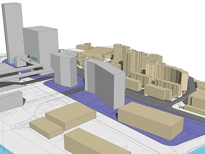 Urban Architectural Model Featuring Tall And Low Rise Buildings Layout Design 3d model