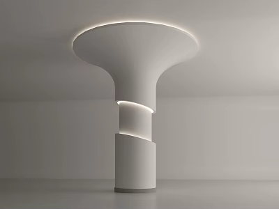 White Modern Minimalist Pillar With Spiral Design And Top Circular Lighting 3d model
