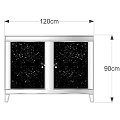 Modern Black and White Shoe Cabinet With Double Doors and Silver Frame Support Legs