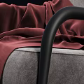 Modern Leisure Chair With Red Fabric Drape Gray Upholstery And Metal Legs Design