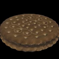 Round Sandwich Cookie With Patterned Surface Small Holes And Creamy Filling 3d model