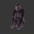 Realistic 3D Gorilla Model Digital Render With Sitting Pose And Gray Background 3d model