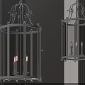 Metal Chandeliers With Cylindrical Frame And Candle Bulbs For Interior Decor