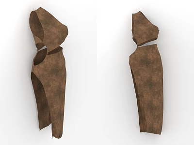 Unique Brown Leather Apparel With Irregular Cut Design And Textured Surface 3d model