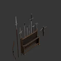 Medieval weapons and weapon racks 3d model