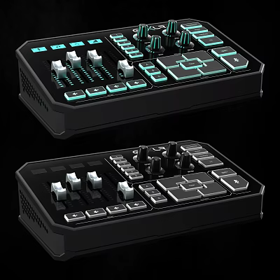 Professional Audio Mixer Console With Multiple Knobs Buttons And LED Lights 3d model