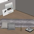 Cozy Corner With Gray Floor Cushion Pillows Art Prints On Wooden Floor