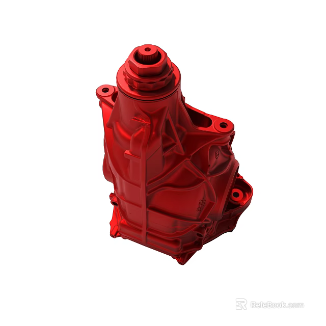 Red Mechanical Component Design With Structural Details And Industrial Engineering Features 3d model