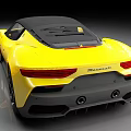 Yellow Sports Car With Sleek Design Black Roof And Front Grille Headlights