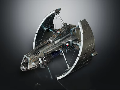 Sci-Fi Spaceship Model With Futuristic Ring Structure Metallic Texture And Detailed Design 3d model