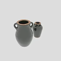 Two Piece Dark Green Ceramic Decorative Ornaments Set With Textured Surface And Gold Rim