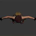 3D Female Character Model With Braided Hair Blue Tank Top Brown Shorts And Red Boots