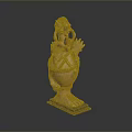 Ancient Mythical Beast Head Sculpture With Open Mouth And Decorative Patterns On Claw Feet Base