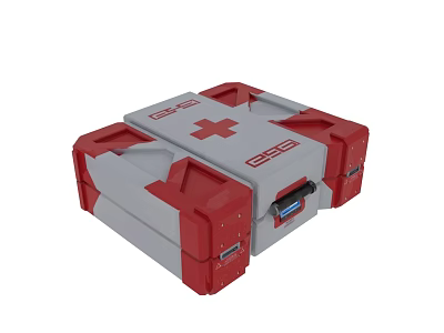 Red and White Commercial First Aid Equipment With Cross Symbol And Modular Design 3d model