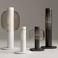 Modern Stylish Table Lamps With Transparent Elements And Grid Patterns In White Black 3d model