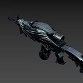 Game Movie Character Weapon With Futuristic Mechanical Design And Blue Accents
