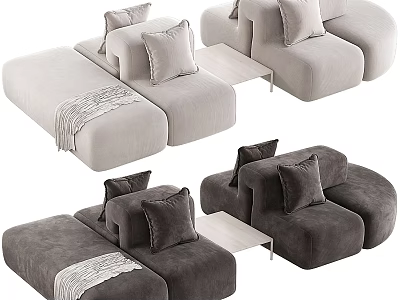 Modern Modular Sectional Sofa With Plush Cushions Light And Dark Gray Design 3d model