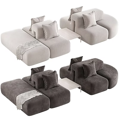 Modern Modular Sectional Sofa With Plush Cushions Light And Dark Gray Design 3d model