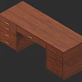 Modern Wooden Office Desk With Multiple Drawers And Brown Finish