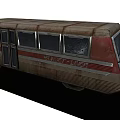 Rusty Old Brown Bus Exterior With Red Stripes And Square Windows 3d model