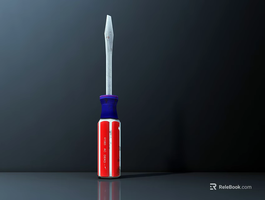 Hardware Tool Screwdriver With Blue And Red Handle And Silver Tip For Home Repair 3d model 