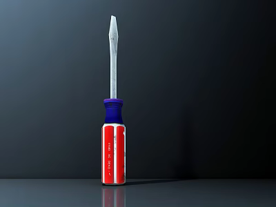 Hardware Tool Screwdriver With Blue And Red Handle And Silver Tip For Home Repair 3d model