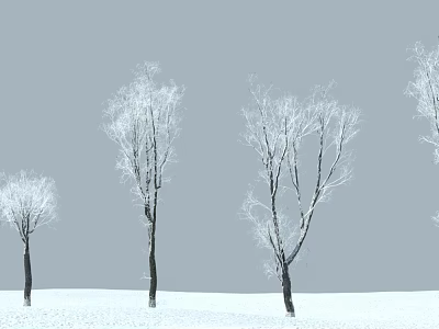 Snow Covered Trees With Frosted Branches In Winter Snowy Landscape 3d model
