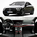 Black Luxury Mercedes Benz Sedan Exterior Front And Rear Views