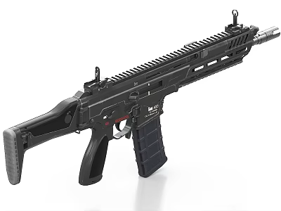 Black Tactical Rifle with Modern Design Rail System Ergonomic Grip and Adjustable Sights 3d model