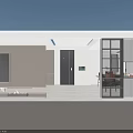 Modern Open Living Dining Room Interior With Gray Sofa TV Wall And Decorative Artwork