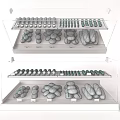 Bakery Display Shelves With Assorted Bread Croissants Cookies And Macarons 3d model