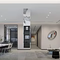Modern Living Dining Room Interior With Marble Wall TV Sofa And Coffee Table