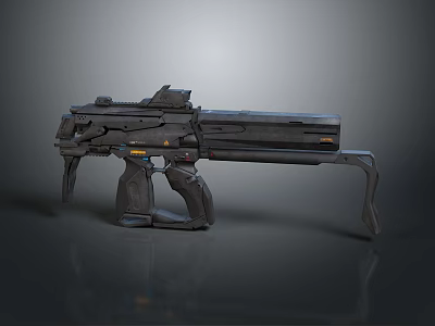 Futuristic Sci Fi Weapon with Mechanical Structure Long Barrel Grip and Armored Shell 3d model