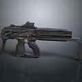 Futuristic Sci Fi Weapon with Mechanical Structure Long Barrel Grip and Armored Shell