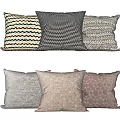 Decorative Throw Pillows With Various Patterns And Textured Earth Tones For Home Decor 3d model
