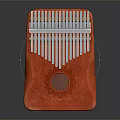 Wooden Kalimba Musical Instrument With Metal Tines And Ornate Circular Sound Hole
