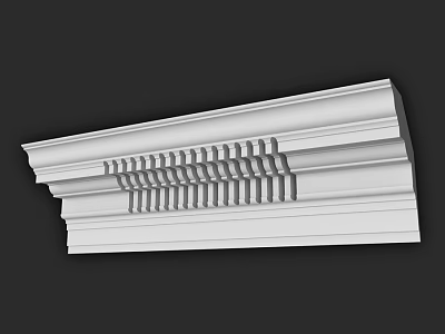 White Architectural Decorative Molding With Layered Design And Geometric Patterns 3d model